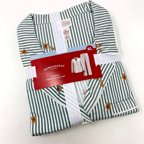 Target Women's Gingerbread Striped Flannel Long Sleeve Shirt Pants PJ Set - Picture 10 of 12